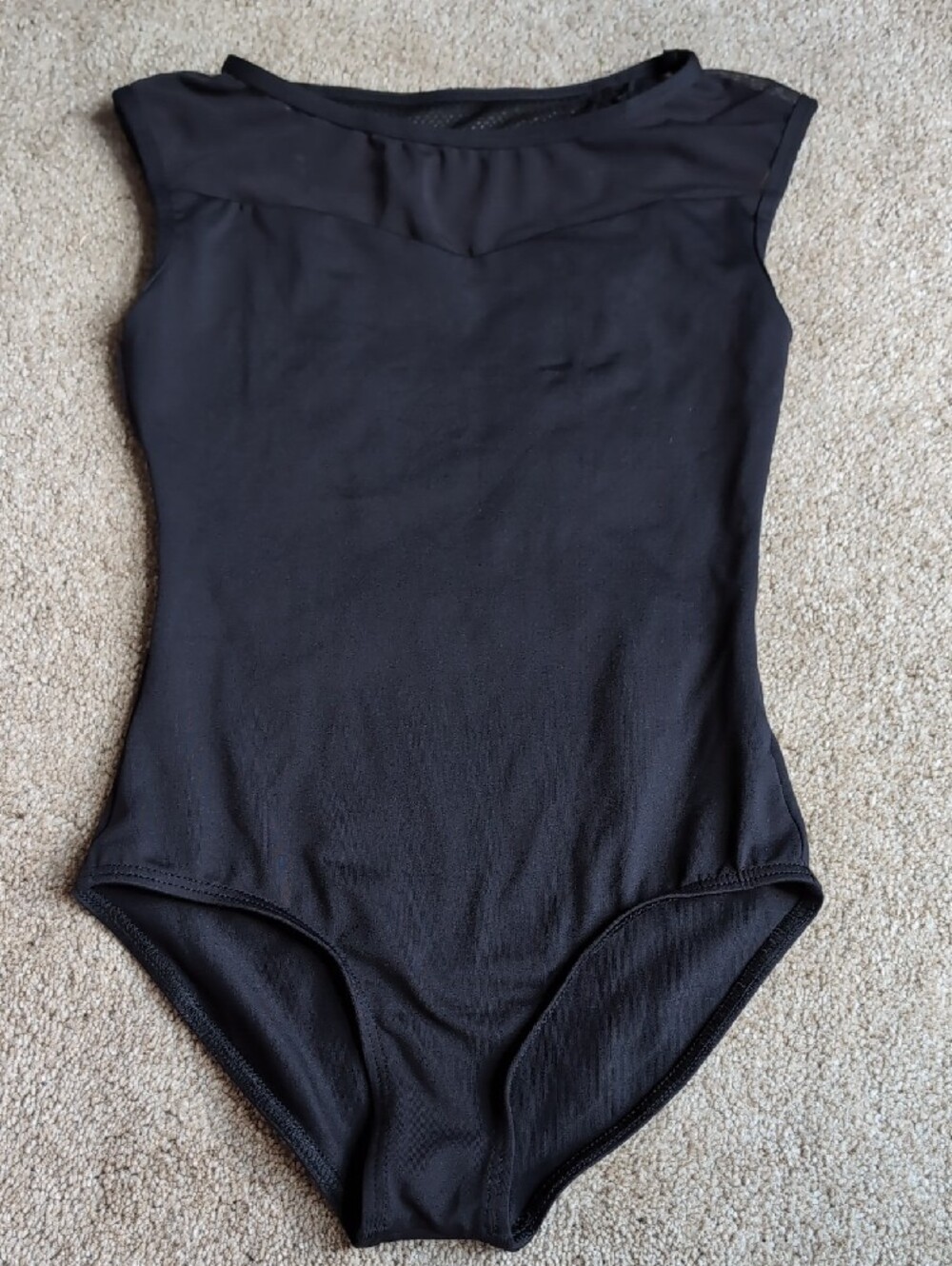 Lulli Black Cap Sleeve Mesh Back Leotard - Priscilla, Size Girls 12